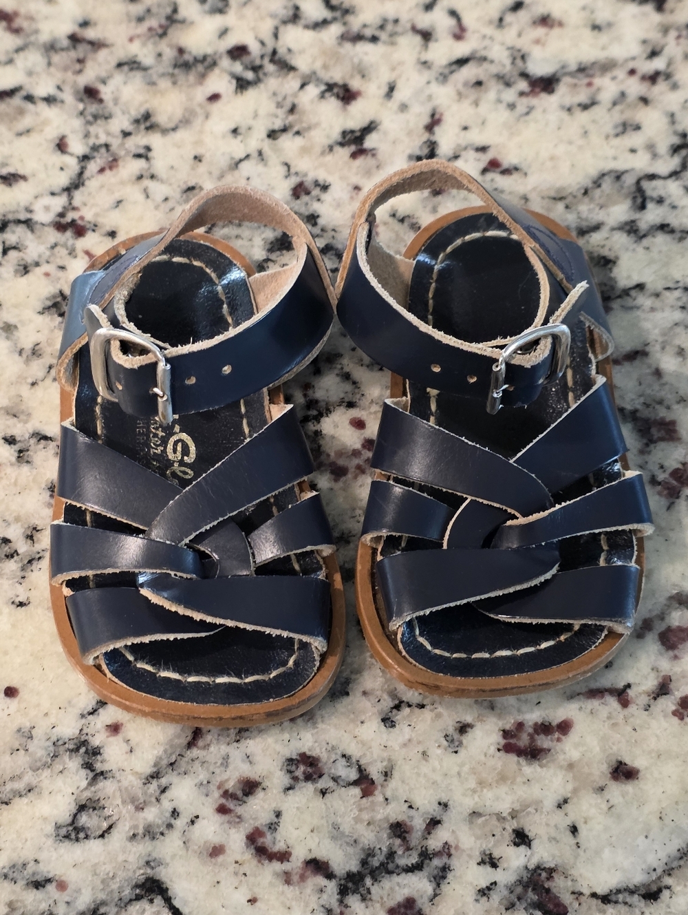 Salt Water Kids Navy Leather Sandals - Size 4c